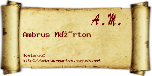 Ambrus Márton névjegykártya